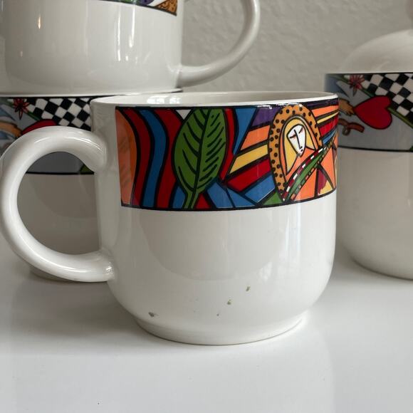 Vitromaster 1991 Metropolitan 4 Coffee Cups, Sugar Bowl & Lid Abstract Art - Picture 13 of 16